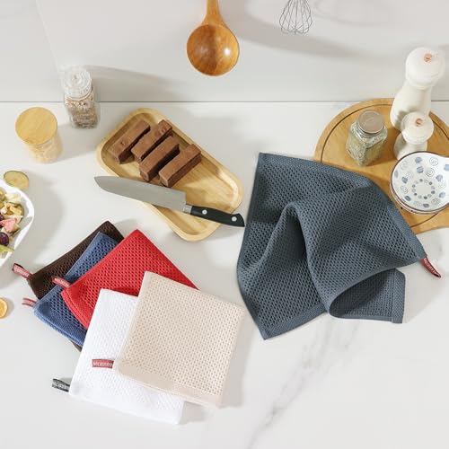 Moosfor Geschirrtücher 100% Baumwolle, 6er Set 30 x 30 cm, Weiche Geschirrhandtücher Küchenhandtücher Saugfähig Küchentücher Dicke Premium Geschirrtuch Spüllappen Putzlappen, Lila