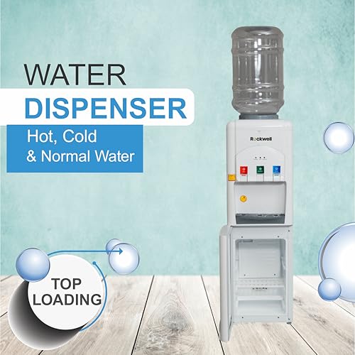 Image of Rockwell Water Dispenser with Refrigerator, Xtra Pure R-G, Hot, Cold & Normal, Low Power Consumption, Grey