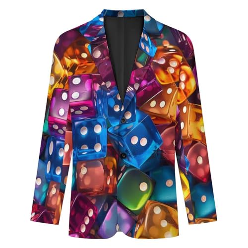 Colorful Dice Men's Classic Fit Suit Two Button Blazer Business Coat Tuxedo for Wedding Dinner4