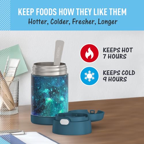 Image of THERMOS FUNTAINER 16 Ounce Stainless Steel Vacuum Insulated Food Jar with Spoon, Galaxy Teal