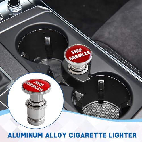 Image of Fire Missiles Button Car Cigarette Lighter Plug, Car Cigarette Lighter Replacement, Aluminum Alloy Push Button Lighter Plug, Standard 12V Fast Heating Power Socket for Auto