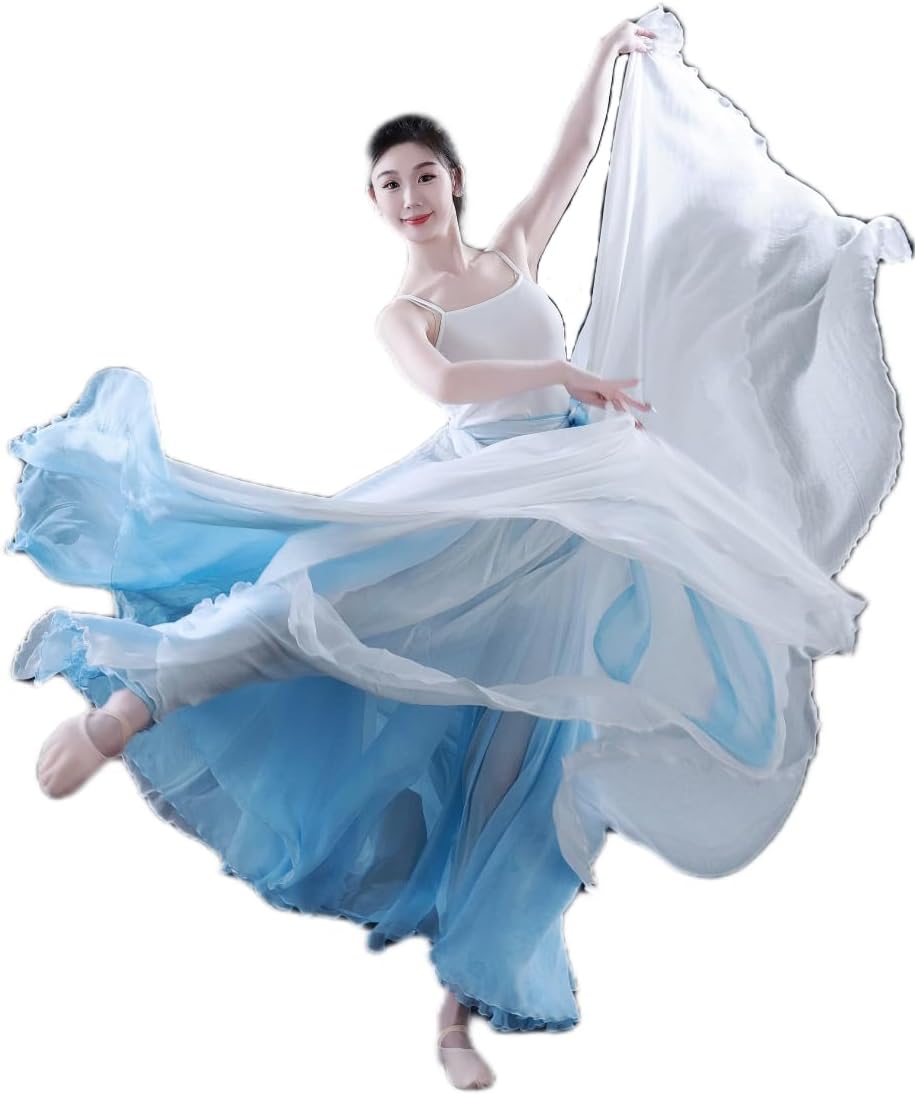 HEARTTOUCH Women's Lyrical Dance Skirt 900° Sheer Ballet Modern Skirts Light Maxi Swing Skirt Dance Costume for Performance