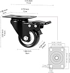 Roues à roulettes, ASHGOOB 2" Ensemble de roulettes 4 Grossesse avec frein, sans marques de plancher Roulettes de verrouillage silencieux avec polyuréthane (PU) Roues, Roulettes en plaques pivotantes 4