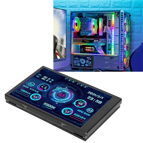 JEOZBM Monitor de temperatura de computador, mini tela USB I P S de 3,5 polegadas, capa de computado
