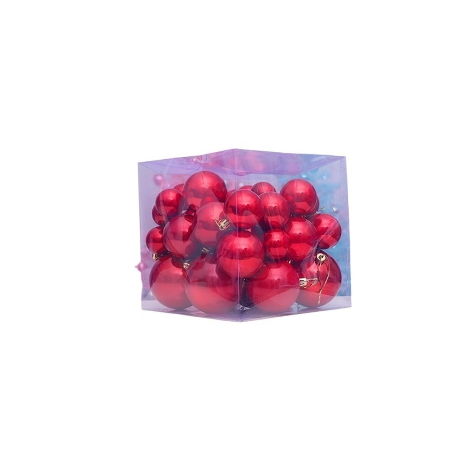 Pendentif de Noël, Pendentif d'arbre de Noël, décoration de fenêtre, décoration de Boule de Noël, Pendentif de décoration de Noël, Boule de Perle, 37 Ensembles (Couleur : Rose) (Rouge)