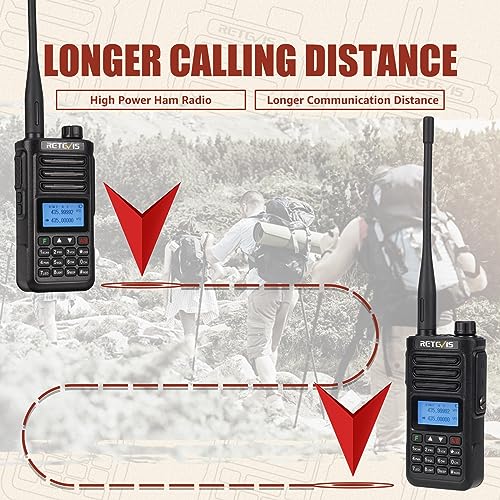Retevis RA89 Ham Radio Handheld, 10W Dual Band Two Way Radio, Support Chirp, 2500mAh USB-C Charging, IP68 Waterproof, Portable Dual Band Radio with One Key Frequency Match(2 Pack)