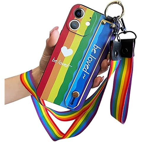 FLYEE Case Compatible with iPhone 11 [6.1 inch],Cute case for Women and Girls,Rainbow Design Case with Strap&Convertible Stand&Lanyard&Shockproof Cover
