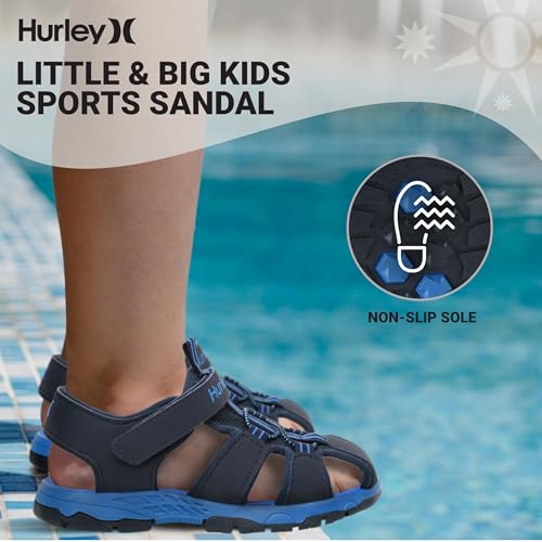 Hurley Kid's Deck Water Sandals, Sports and Beach Sandals for Boys and Girls, Lightweight Semi Closed Toe Sandals with Adjustable Upper - for Outdoors, Water Play and Pool2