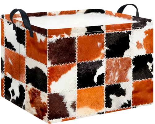 Image of CLOCOR Rectangular Storage Basket Empty,Gift Basket,Waterproof Storage Bin(Cowprint)