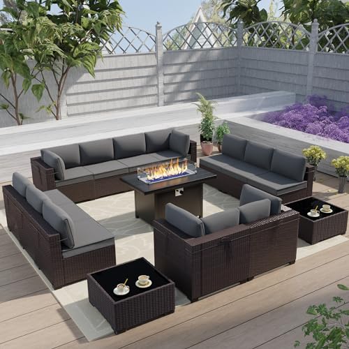 ASJMR Outdoor Terrace Furniture Set, 15 Piece Outdoor Furniture Set,