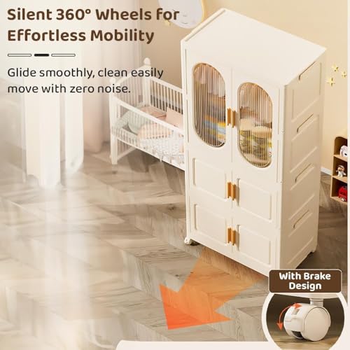 Image of StarAndDaisy Kids Wardrobe /Multifunctional Collapsible Plastic Wardrobe /Almirah for Baby /Kids- Storage Cabinet - Dustproof Organizer for Baby Clothes, Toys (37012 -White)