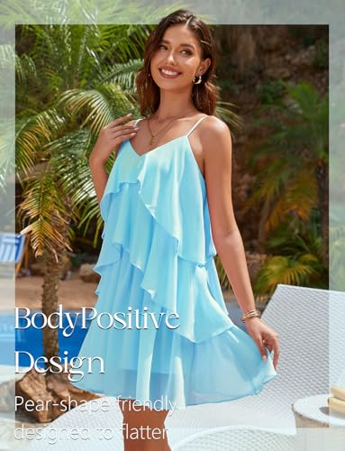 Image of DRESSTELLS Women's Cocktail Ruffle Tiered Dresses, Formal Wedding Guest Graduation Party Mini Dress