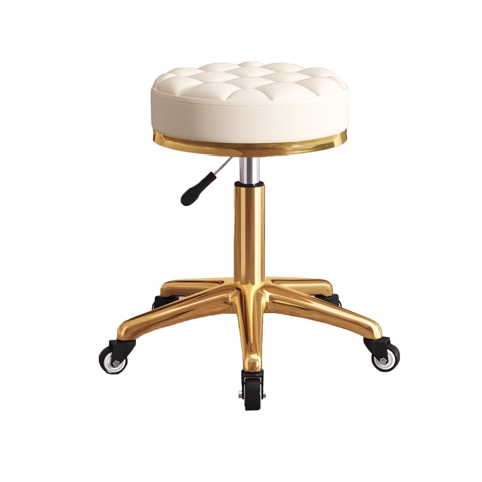 Obrotowy Stołek Skóra Regulacją Wysokości 41-54 cm Taboret Kosmetyczny
