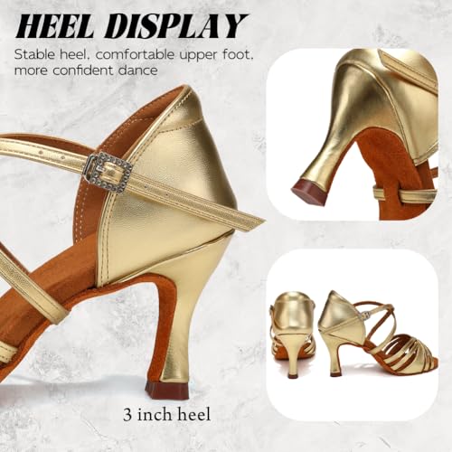 Ballroom Latin Dance Shoes for Women Open Toe Salsa Tango Professional Dance Shoes 3 Inch4