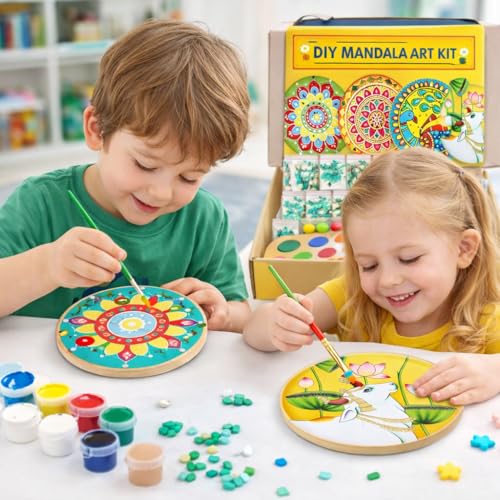 Image of Decordial lippan Art Materials DIY kit with Four Designs Premarked MDF Board (4 pcs premarked Art Board