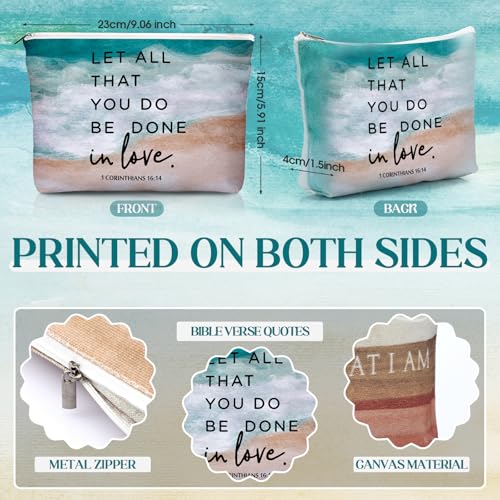 Reginary 20 Set Christian Gifts Bulk for Women Religious Canvas Makeup Bags Compact Mirrors Bible Verse Church Favors for Grandparents Day Sunday School Teacher(Bright Colors,Abstract Style)2