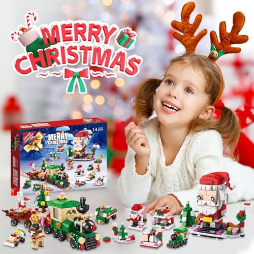 Christmas Advent Calendar 12 IN 1 Santa Claus Train Building Blocks DROPS TO - image 3