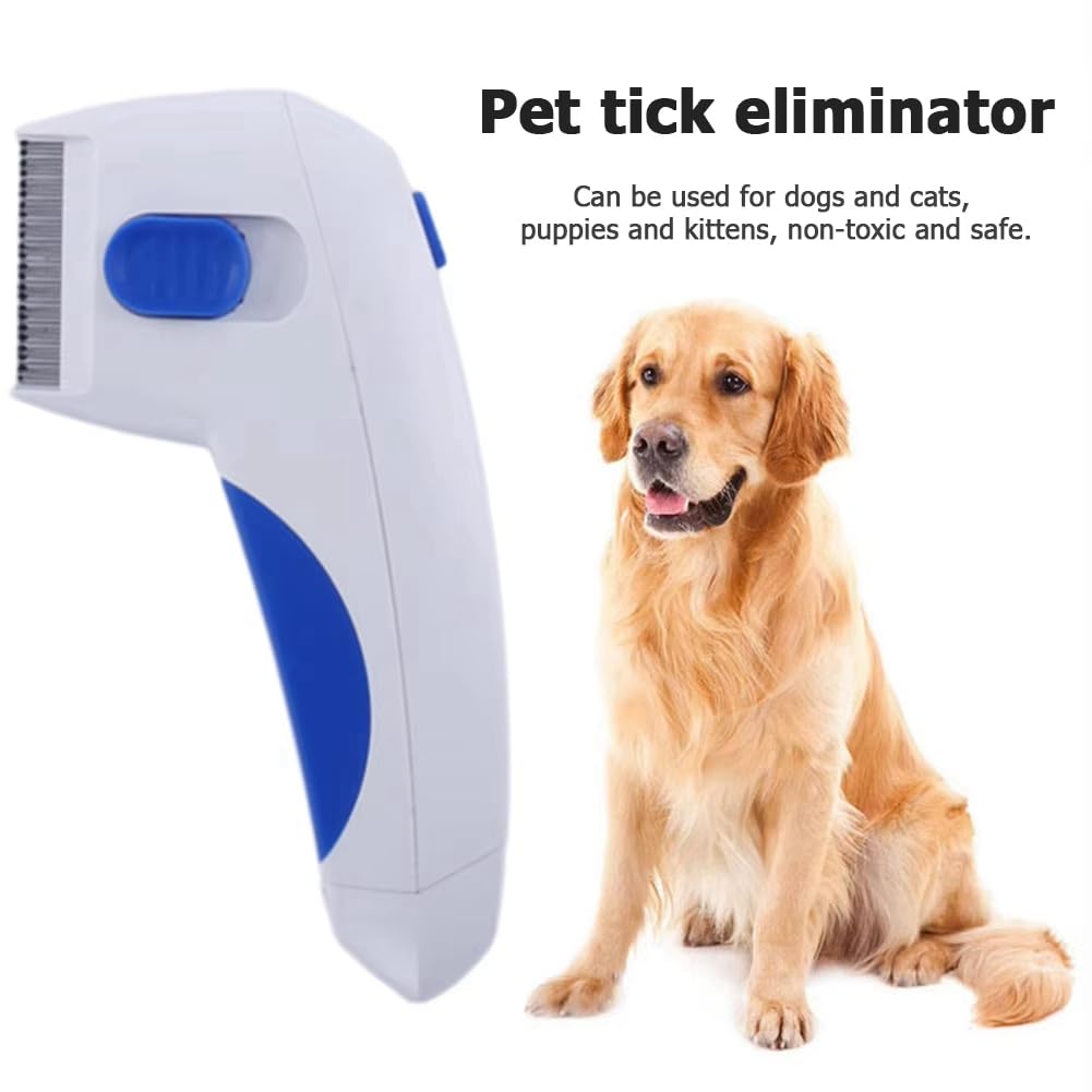 Peigne électrique anti-puces pour animal domestique - Anti-puces et tiques - Tue les puces - Fournitures pour animaux domestiques - Pour enlever les pellicules/taches de poils