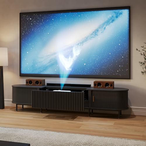 POVISON Smart 102' Ultra Short Throw Projector TV Stand, Mid-Century Modern Electric Cabinet with...