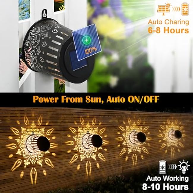 Likiyol 2025 Upgraded Mandala Solar Fence Lights Fence Lights Warm White