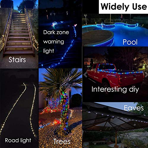 Solar Rope Lights 33ft 16 Colors Changing Outdoor 100 LED Remote Twinkle Rope Tube Fairy Lights Rope Tube Lights Christmas Wedding Party Yard Waterproof(Rope Lights Multicolor)