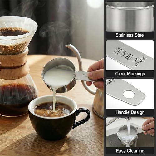 Vaso medidor de acero inoxidable 1/4 taza 60 ml miniatura 3