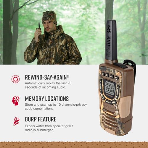 Image of Cobra ACXT1035R FLT CAMO Waterproof Walkie Talkies - Rechargeable, Floats, 22 Channels, Long Range 37-Mile Two-Way Radio Set (2-Pack)