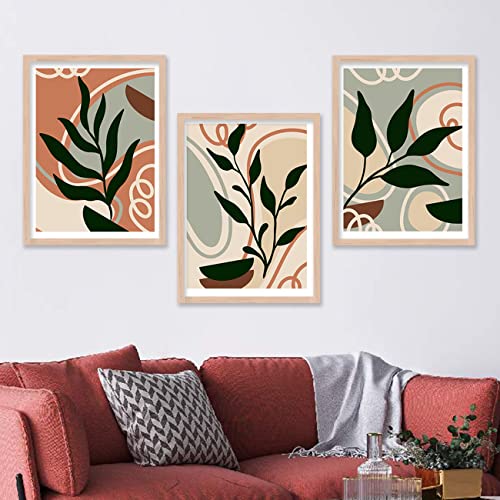 Image of kotart Nature Modern Framed Wall Art for Decoration - Boho Wall Art for Living Room, Bedroom - Big Size Painting Set of 3 (Art 6, 10x13 inch)