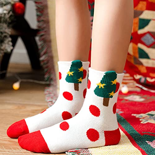 ABOOFAN Woman Slippers 5 Pairs Christmas Socks Cotton Winter Socks s Holiday Socks Fluffy Socks for Kids Santa Claus House Socks Child Xmas Socks Household Thermal Socks Girl Child3