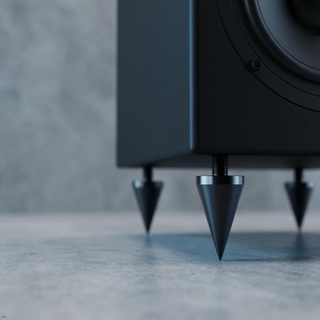 PrecisionGeek Aluminium anodisé Noir M10 Haut-Parleur Pointes de Découplage/Cônes - Lot de 4