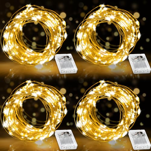 Lichterkette Batterie, 4x12M Led Lichterkette mit 3 Modi, Weihnachtsbaum...