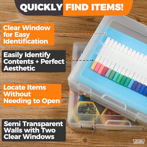 Image of 2-Pack Art and Craft Organizers and Storage Case - Thick Tall Transparent Stackable Plastic Craft Storage Containers, Project Organizer Paper Box Fits 8.5 x 11 Inch Papers & More, 12.4 x 10.8 x 3.1 In