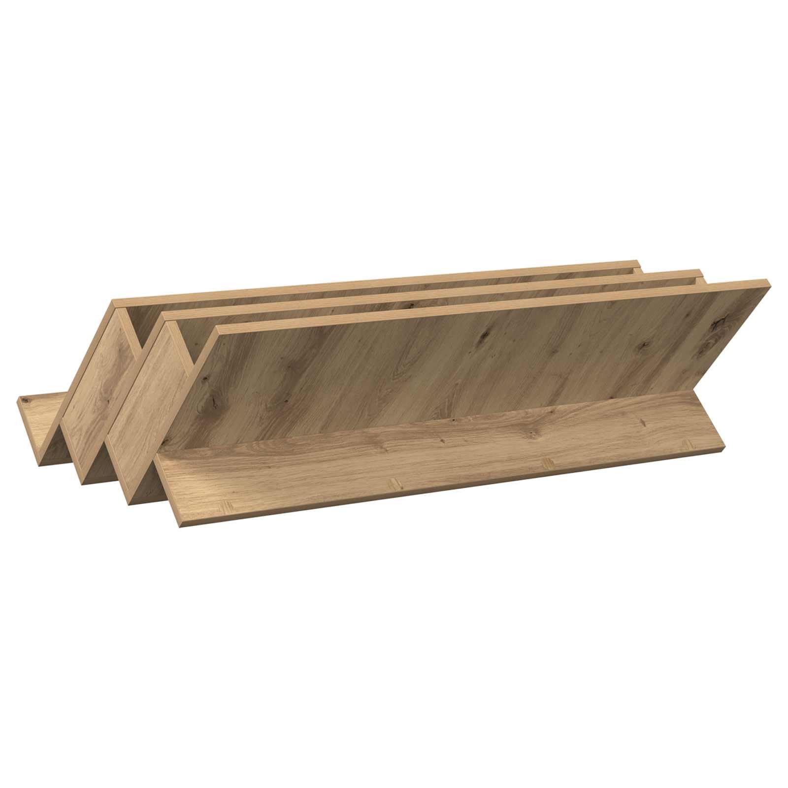 Regał na magazyny Artisan dąb drewnopochodny 90 x 53 x 28,5 cm z 3 półkami na deski, uniwersalny stojak na czasopisma i uchwyt na magazyny do salonu, biura, przedpokoju i kącika do czytania