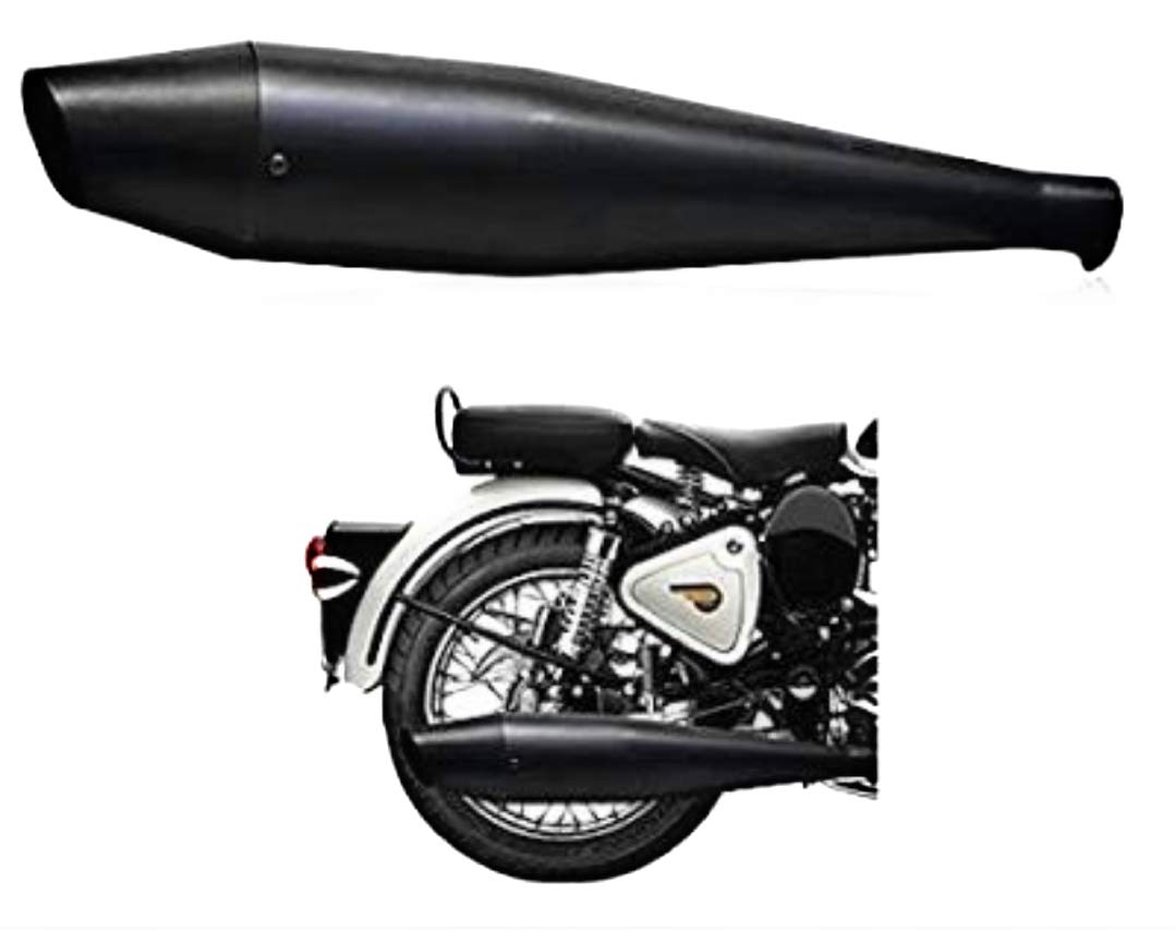 SILENCER'S Bullet Dolphin Ceramic Wool Performance Exhaust System Universal Fitting. It Comes with a COMPLIMANTARY Set of Bush and Bracket. (Full Matte Black)-image-44