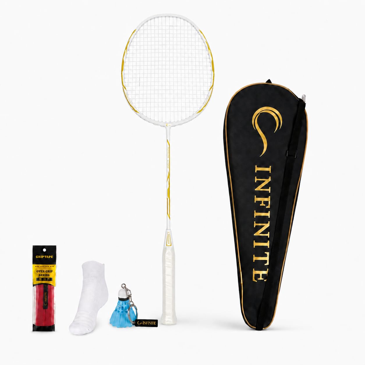 INFINITE L-ONE Lightweight Badminton Racket, High Modulus Graphite Carbon Fibre, 6.8mm Fast Rebound Shaft, Isometric Sweet Spot, G5 Grip – For Intermediate Players
