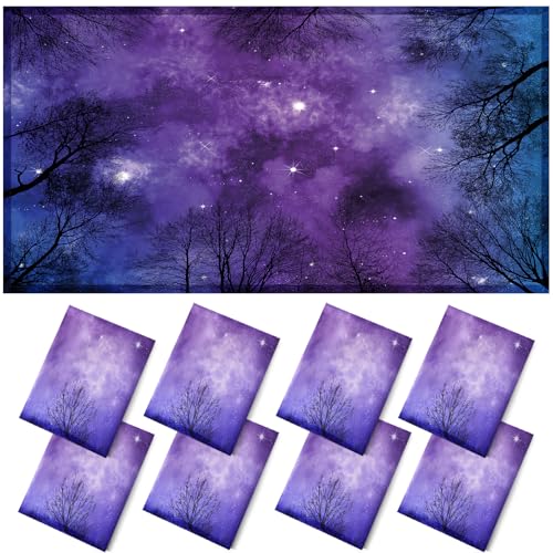 Image of ANGSYLTH 8 Pcs Fluorescent Light Covers - 4 x 2 Feet Covers for Ceiling Lights, 8 x 10 Magnetic Light Filters for Classroom, Office, Hospitals (Forests & Starry Sky)