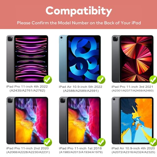Image of GGH Keyboard Case for iPad Pro 11 Inch & Air 11 inch M4 /M3 /M2, Rose Gold | 10-Color Backlight Keyboard with Pencil Holder, 360 Rotatable, Compatible with iPad Pro 11 1st-4th Gen & Air11 M2 /M3 /M4