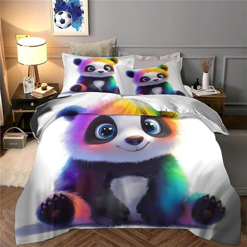 Drap de couette panda imprimé 3D avec taies d'oreiller en microfibre 200x200cm