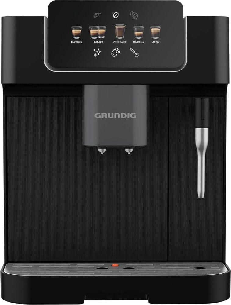 Grundig KVA 6230 Kaffeevollautomat 19 Bar Pumpendruck Edelstahl-Mahlwerk Milchaufschäumdüse 2L Wassertank Schwarz/Silber
