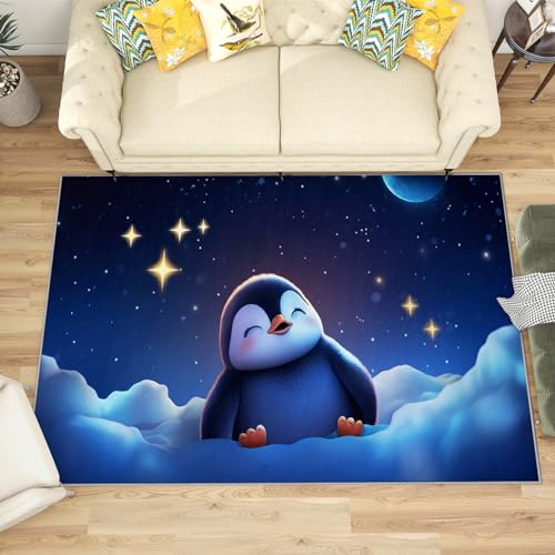 SherAvant Penguin Rugs for Kids Bedroom - 6x9 Rug - Penguin Rug - Cute Cartoon Polar Animal Area Rug - Kids Boys Girls Nursery Rugs - Kawaii Bird Carpet - Soft Washable Non Slip Low Pile Home Decor