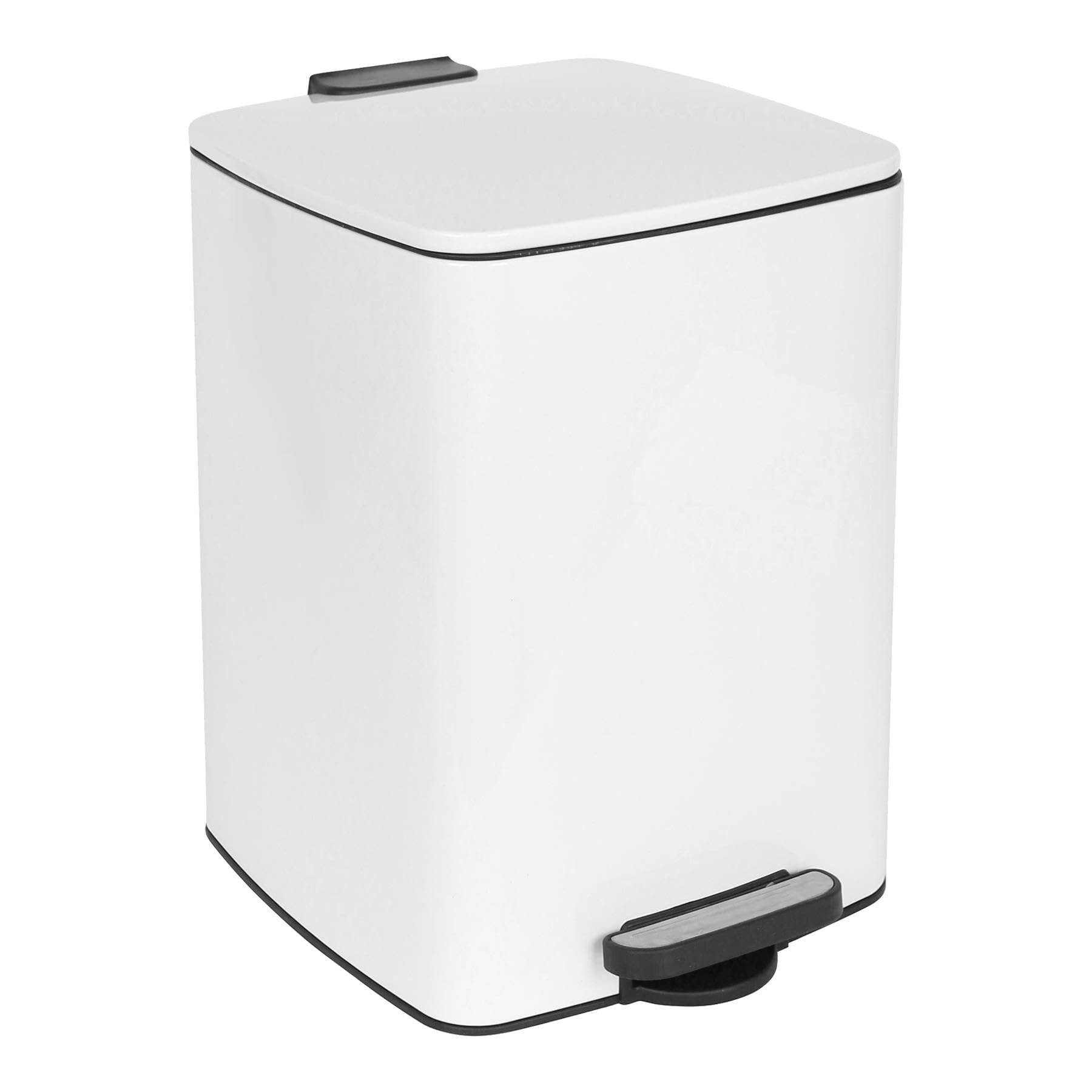 Harbour Housewares 20L Square Stainless Steel Pedal Bin โ White Soft Close Kitchen Trash Can with Foot Pedal, Removable Inner Bucket, Hands Free Rubbish Bin for Home, Office, Utility Room