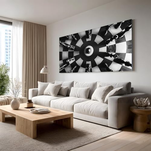 Tableau Géométrique Damier pour Rompre la Monotonie des Murs | Toile Moderne Chambre 50x100
