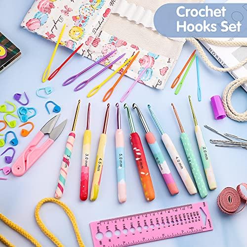 NAMOON Crochet Hooks Set, 9 PCS Ergonomic Soft Grip Handles Yarn Knitting Needles Kit, Crochet Needles in Case, Crochet Kit with Stitch Markers, Big Eye Weaving Crochet(2mm- 6mm )
