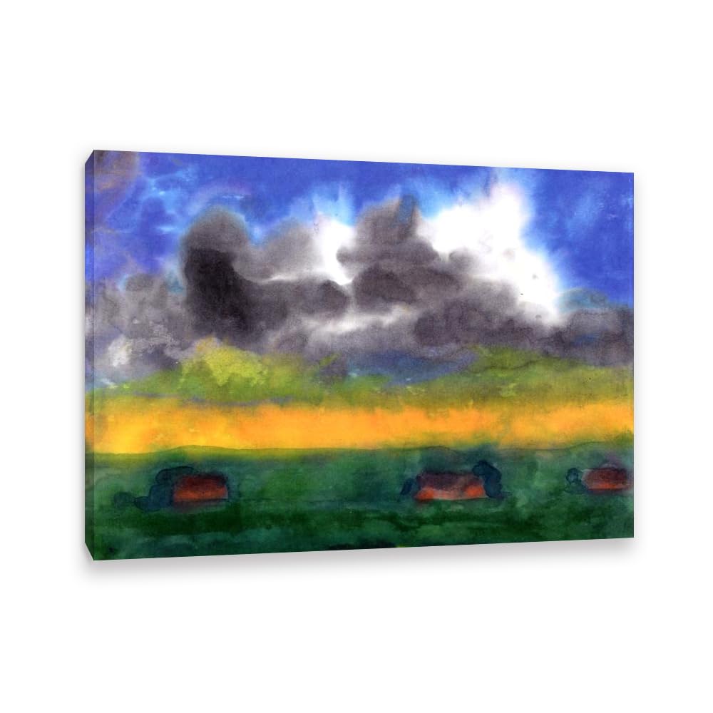 RXNHGJDS Emil Nolde Seascape Canvas Wall Art Marsh Landscape Expressionist Abstract Ocean Poster Emil Nolde Artwork Wall Decor for Living Room Bedroom Office Home Decor110x80cm(43x31in) Frame
