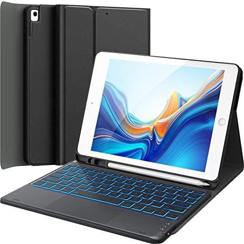 Custodia Con Tastiera Per IPad 10.2" 7a/8a Gen (2020/2019) – QWERTY, Custodia In PU Con Supporto E Tastiera Wireless Rimovibile – Nero