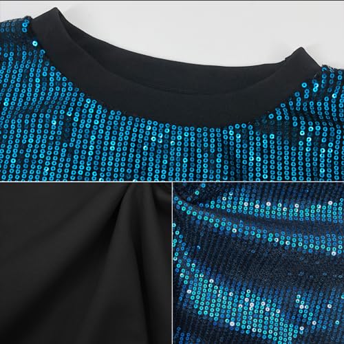 Image of CUTUBLY Women's Sequin T Shirt Mini Dress for Concert, Birthday, Night Out, Festival, Oversized Short Sparkly Party Dresses, Fully Lined & Soft Clubwear Glitter Outfit(Blue,XXL,H23168)