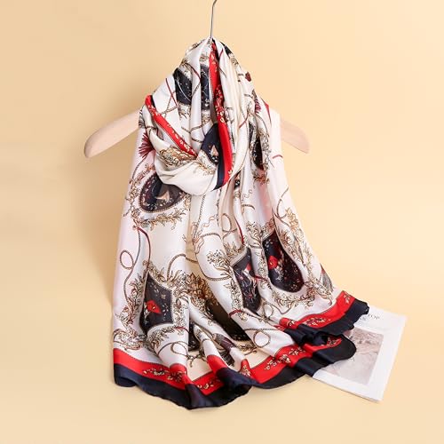 Image of Printed Poly Silken feel Scarf Stole for Women | Stylish, Soft, & Lightweight | Satin Feel Neck Scarf, Hair Scarf, Head Scarf for Women
