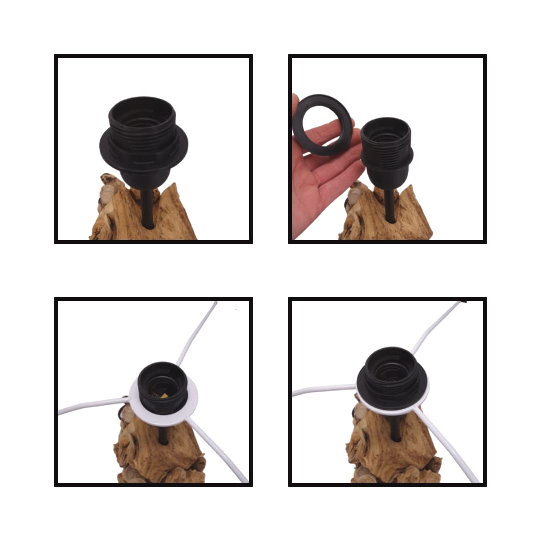 AquaOne Lámpara natural I de madera, lámpara de pie, lámpara de mesa de madera natural, rústica, decoración de muebles de madera, lámpara de pie, hecha a mano con raíz única, pantalla en negro (Tokio)