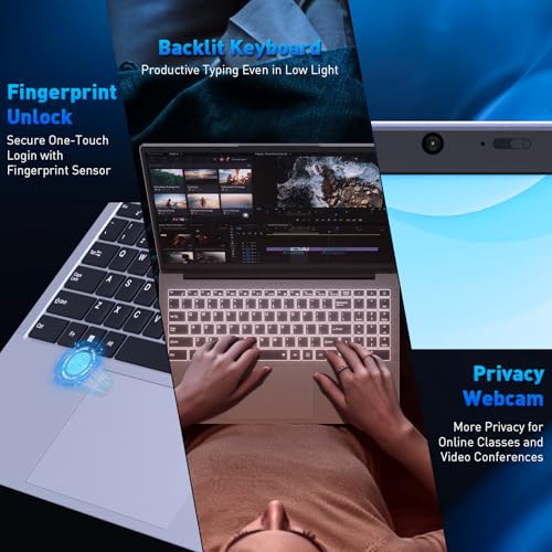 Image of Auusda 2026 Traditional Laptop 15.6 inch for Students & Work, Ryzen 3 3250C CPU | WiFi 6, BT 5.3, Backlit Keyboard, Fingerprint, Privacy Camera, Dual USB Type-C, Win11 Pro, 8GB RAM, 512GB NVMe SSD, Silver