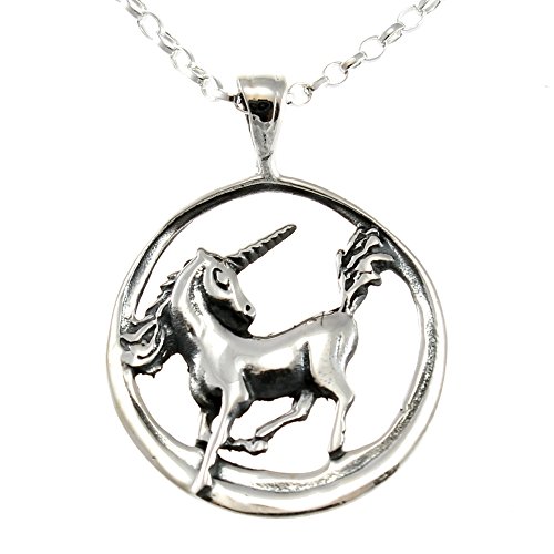 Collar de plata de ley con colgante de unicornio y cadena de 45,7 cm Cover